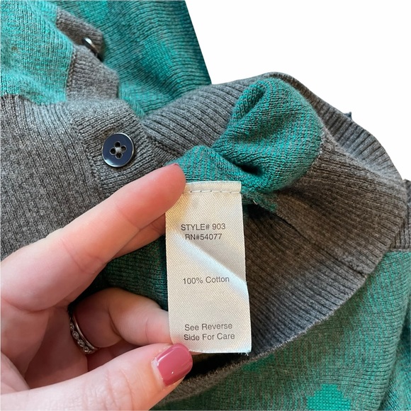 CABi Polka Dot V-neck Button Cardigan Grey Green - Picture 7 of 7